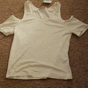 White cold shoulder top